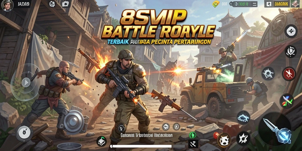 Screenshot 8SVIP yang menunjukkan aksi intens Battle Royale.