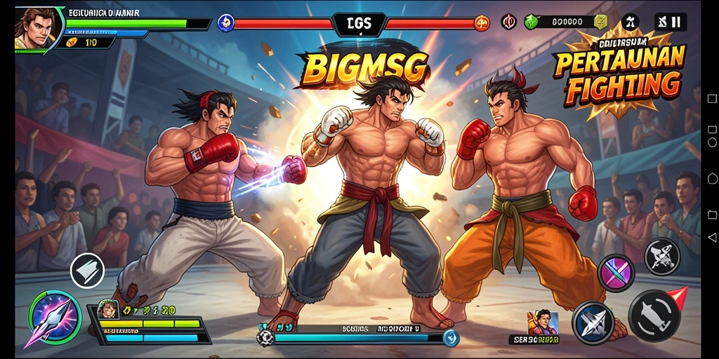 Tangkapan layar BIGMSG menunjukkan pertarungan seru di arena bertarung.