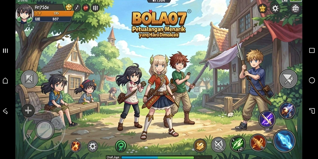 Tangkapan layar gameplay BOLA07 yang menampilkan aksi seru dalam gaya Anime.