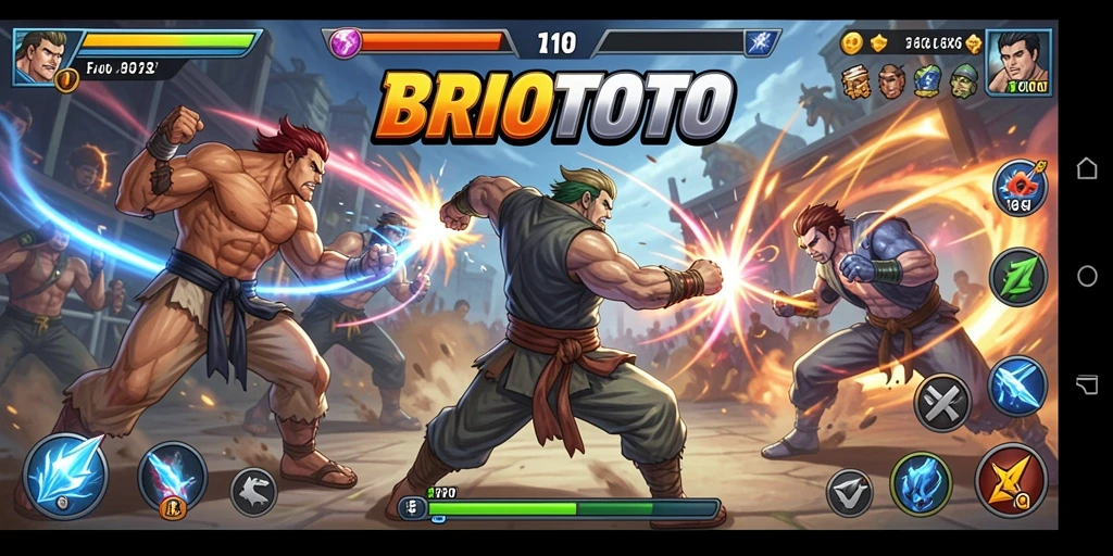 Gameplay mendebarkan di arena pertarungan BRIOTOTO.