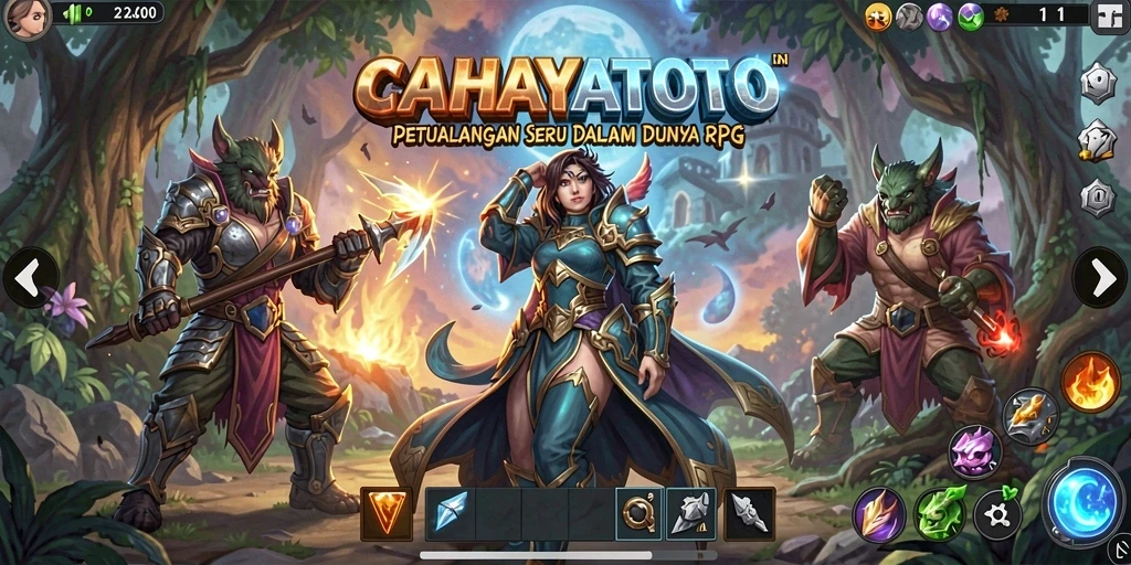 Screenshot utama menampilkan aksi seru dalam permainan RPG CAHAYATOTO.