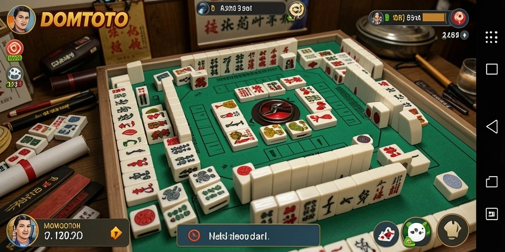 Screenshot gameplay DOMTOTO yang menampilkan suasana Mahjong yang seru dan interaktif.