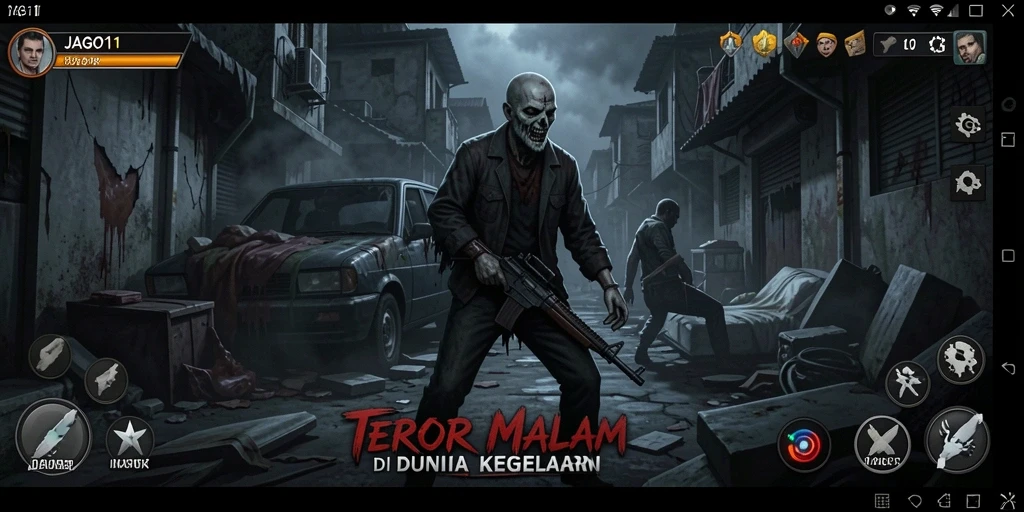 Screenshot JAGO11 menampilkan aksi menegangkan menghadapi makhluk Horror.