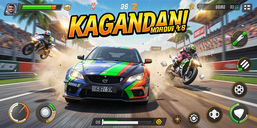 Tampilan menarik dengan mobil balap di lintasan.