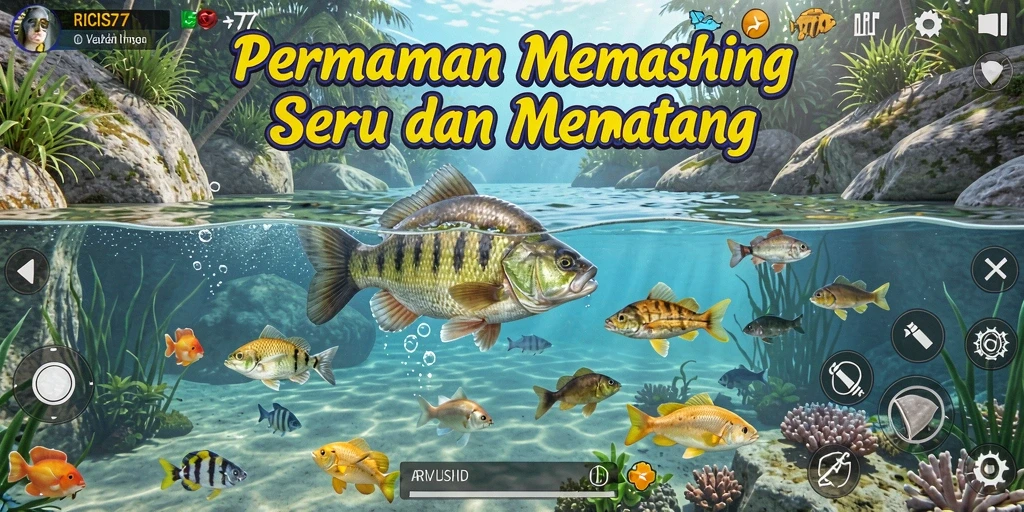 Tampilan menarik dari gameplay memancing di RICIS77.