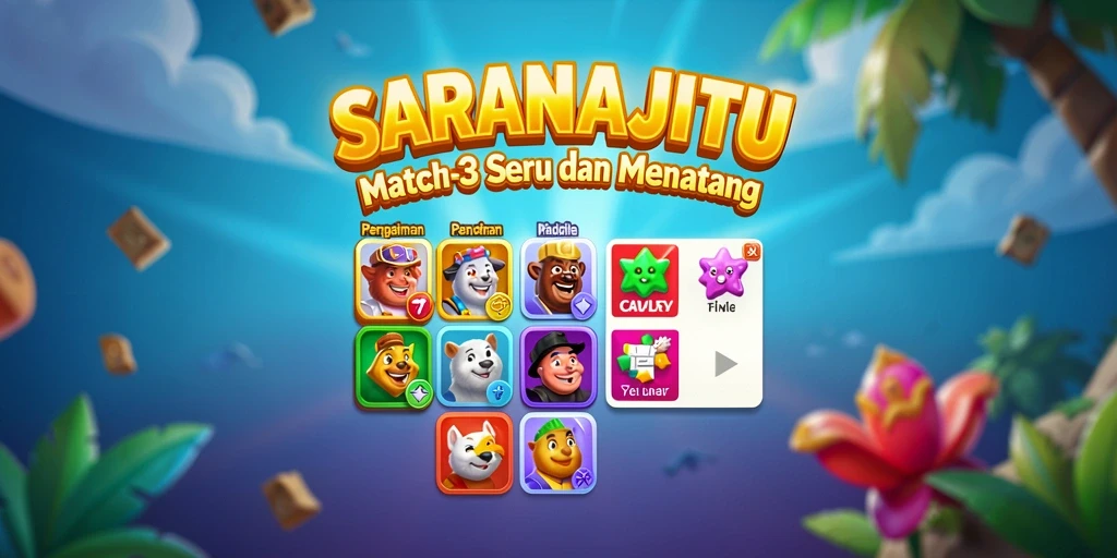 Tampilan gameplay seru dari SARANAJITU dalam mode Match-3.