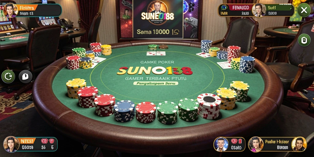 Screenshot SUNEO138 menampilkan gameplay Poker yang menegangkan dan interaksi antar pemain.