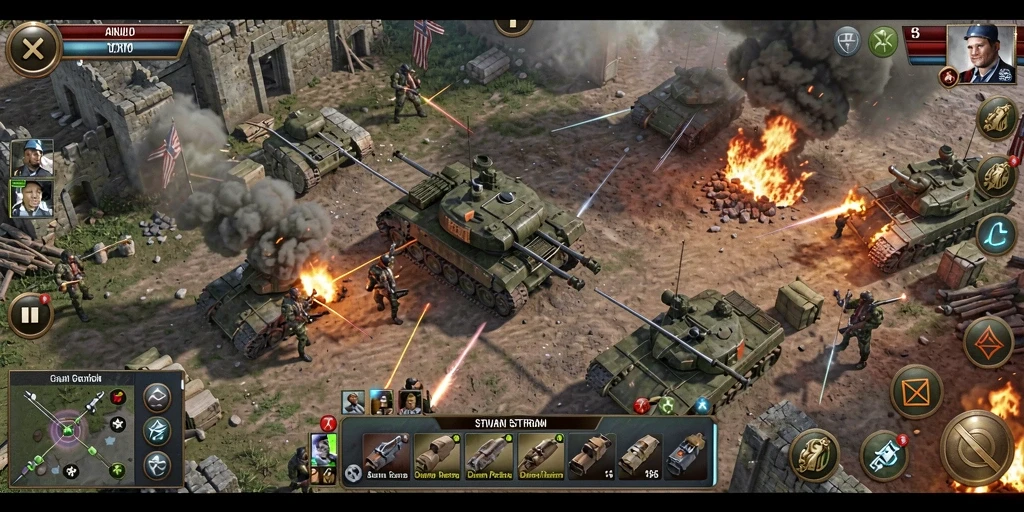 Screenshot gameplay V98 menunjukkan aksi pertempuran yang intens dan taktik yang menarik.
