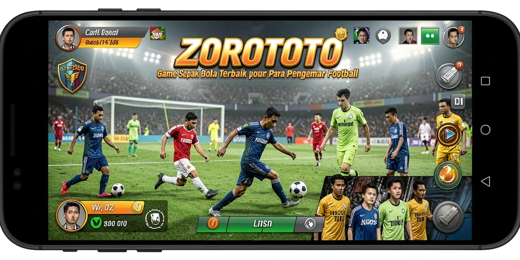 Tangkapan layar gameplay ZOROTOTO menampilkan pertarungan sepak bola yang mendebarkan.